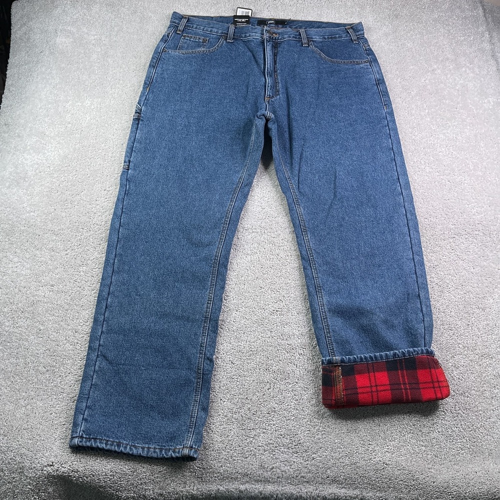 NEW Berkley Jensen Jeans‎ Mens 40x32 Blue Fleece Lined Carpenter Denim NWT
